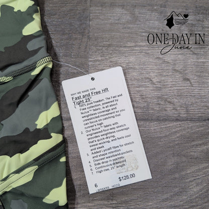 Lululemon Fast and Free HR Tight 25 Leggings Camo Green NWT $128 Size 6