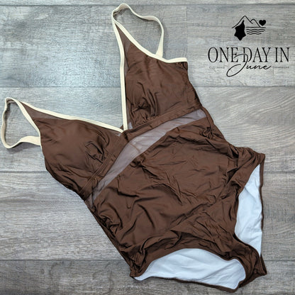 Aleumdr Mesh Cutout One Piece Swimsuit Size XL