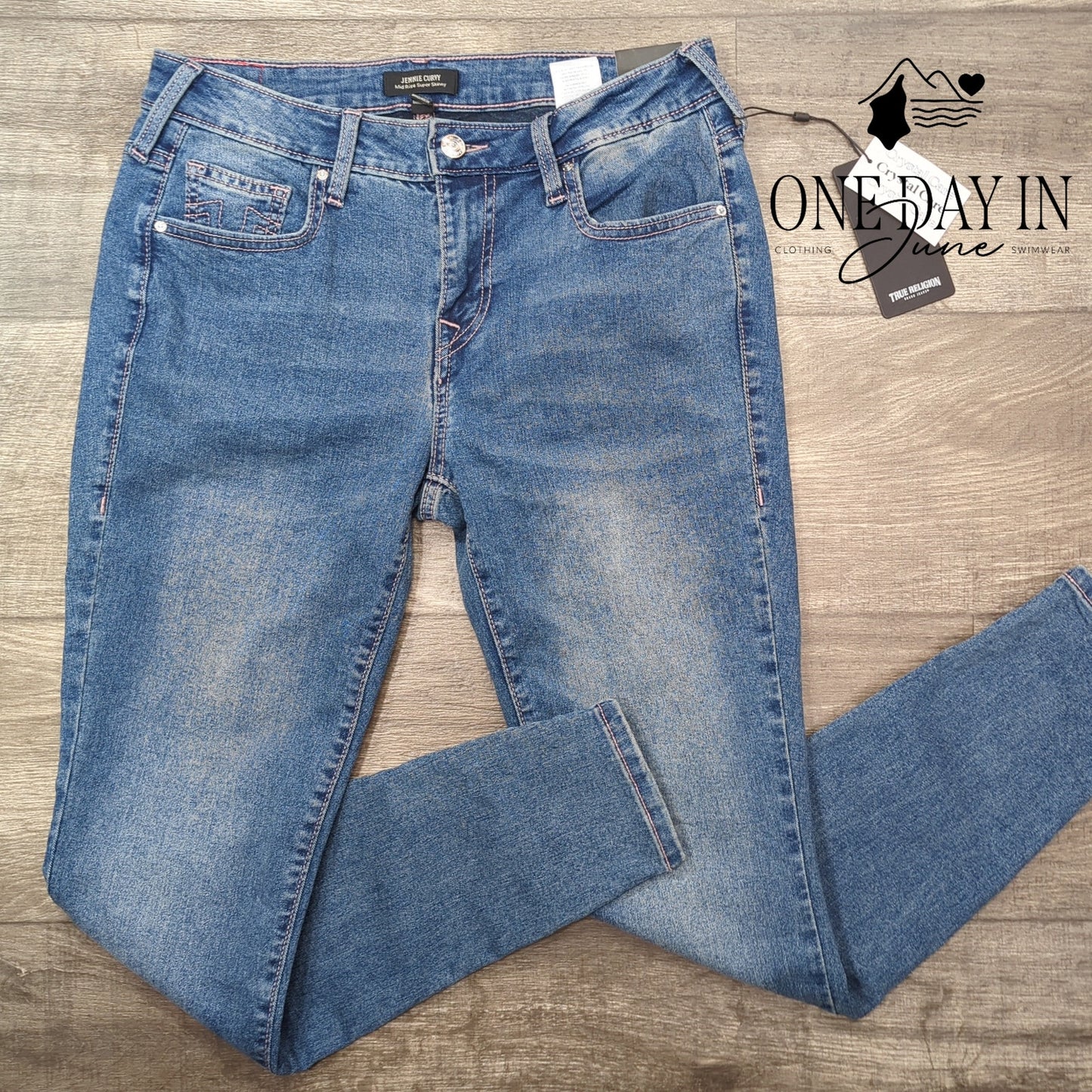 True Religion Jennie Curvy Mid Rise Super Skinny Jeans Size 28 (6)