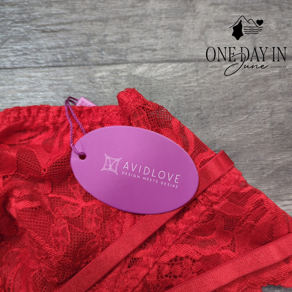 AvidLove Underwire Floral Lace Bra Panty Lingerie Set Red NWT Size L