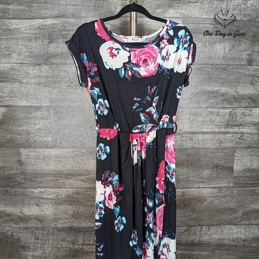 Yidarton Floral Short Sleeve Maxi Dress Size S