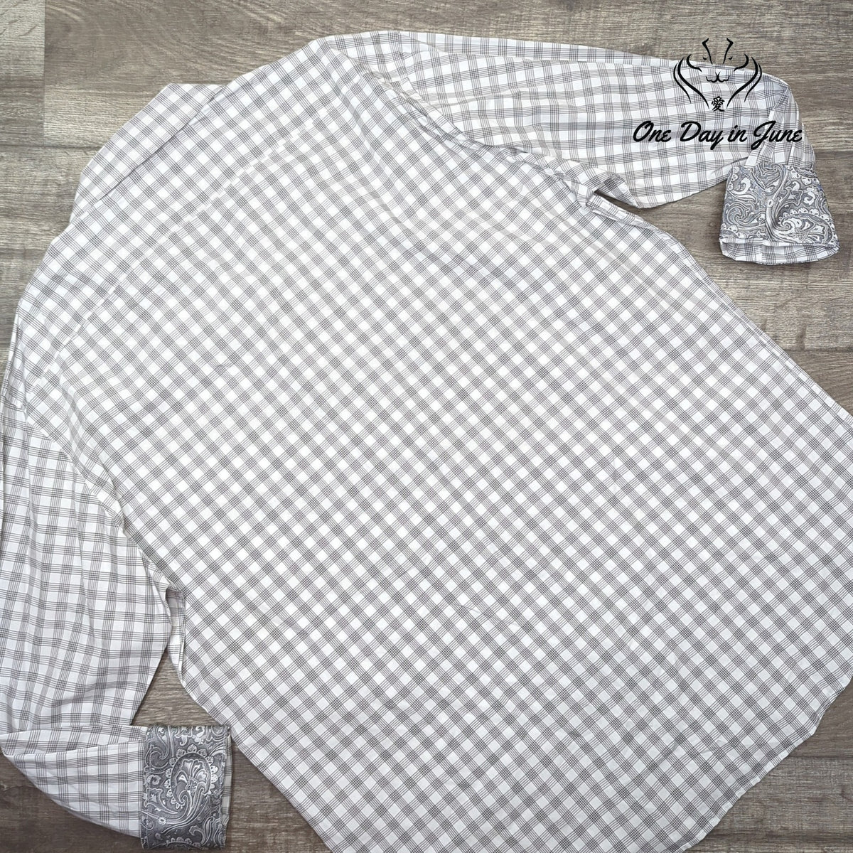 Haggar Plaid Button Down Shirt Gray Paisley Contrast Collar Cuffs NWT Size XXL