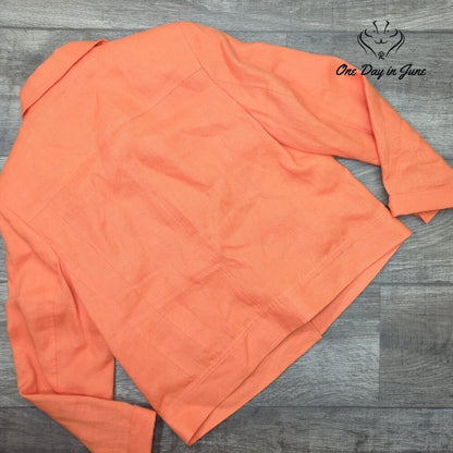 Talbots Petites Irish Linen Jacket Orange Button Front Blazer Size 10