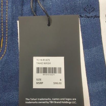 Tahari Kelly Mid Rise Skinny Jeans Dark Wash Blue Rayon Denim NWT Size 8
