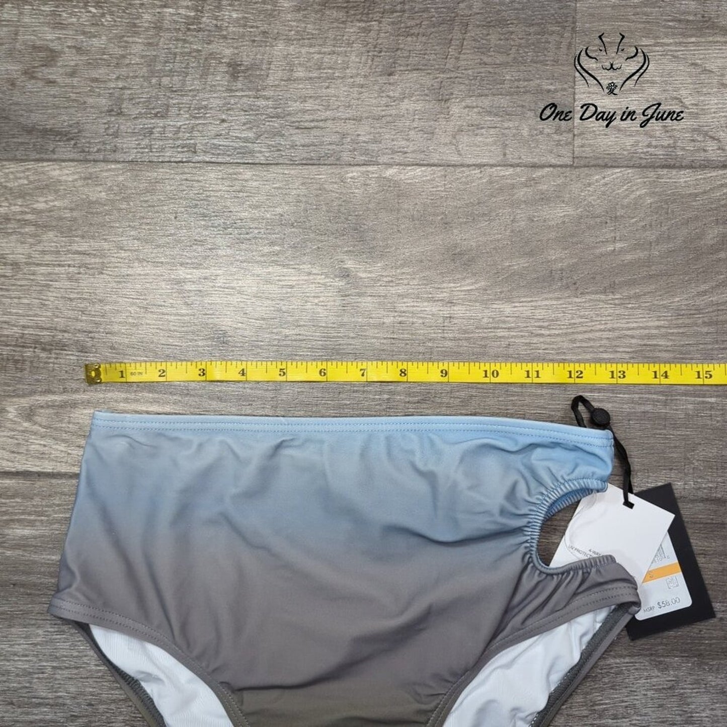DKNY Cut Out Bikini Bottom High Waist Side Ruched Gray NWT $58 Size S