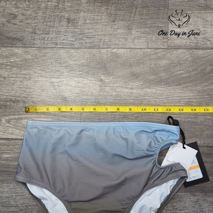 DKNY Cut Out Bikini Bottom High Waist Side Ruched Gray NWT $58 Size S