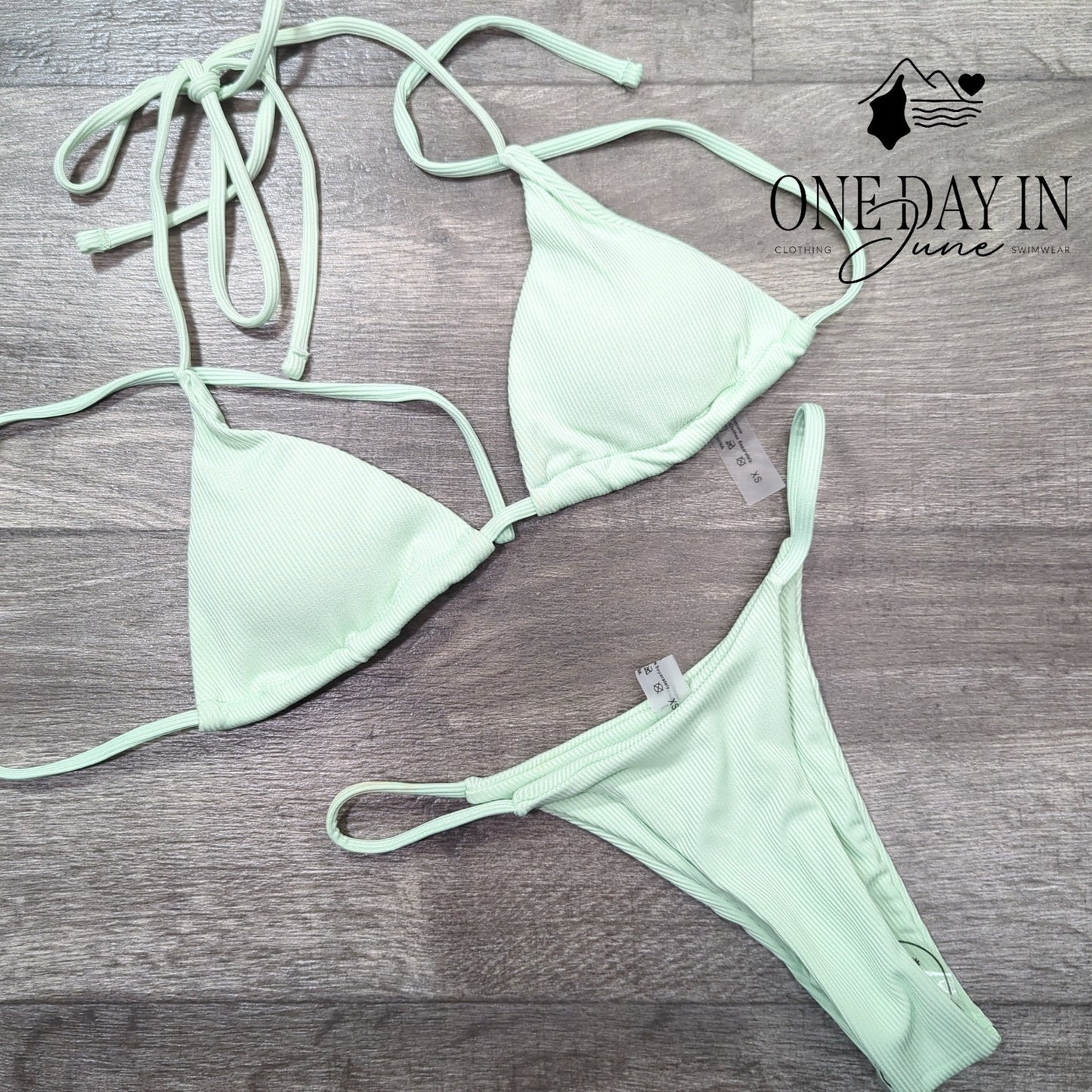 MakeMeChic Halter Ribbed Bikini Swimsuit Size XS