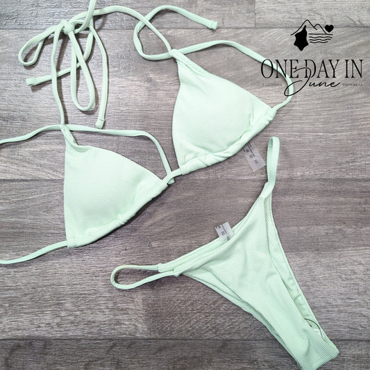 MakeMeChic Halter Ribbed Bikini Swimsuit Size XS
