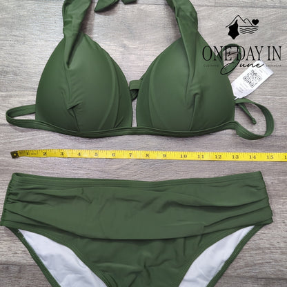 Charmo Halter Tie Back Molded Cup Bikini Swimsuit Size M