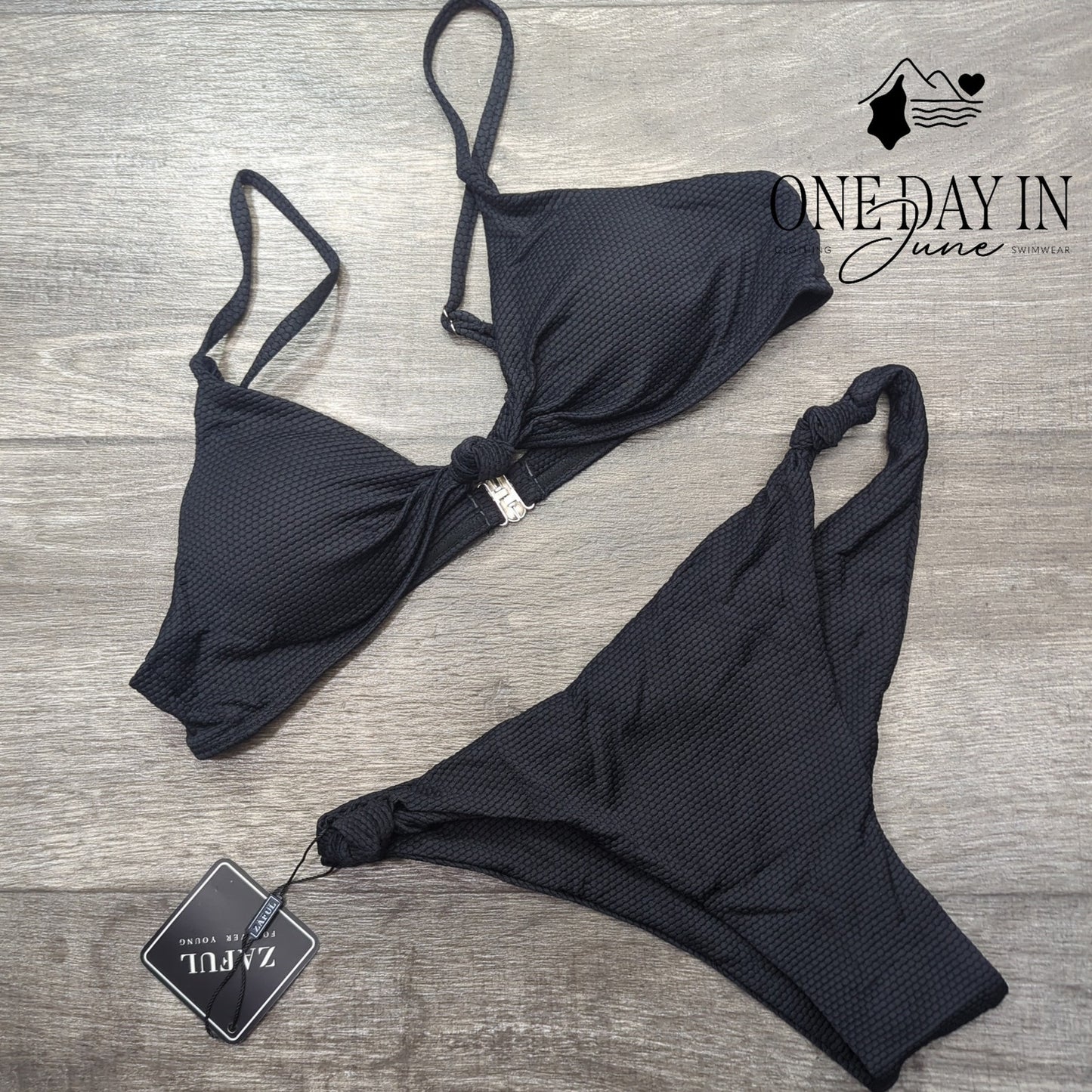 Zaful Textured Cheeky Bikini Swimsuit Size M