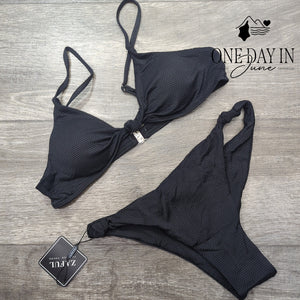Zaful Textured Cheeky Bikini Swimsuit Size M