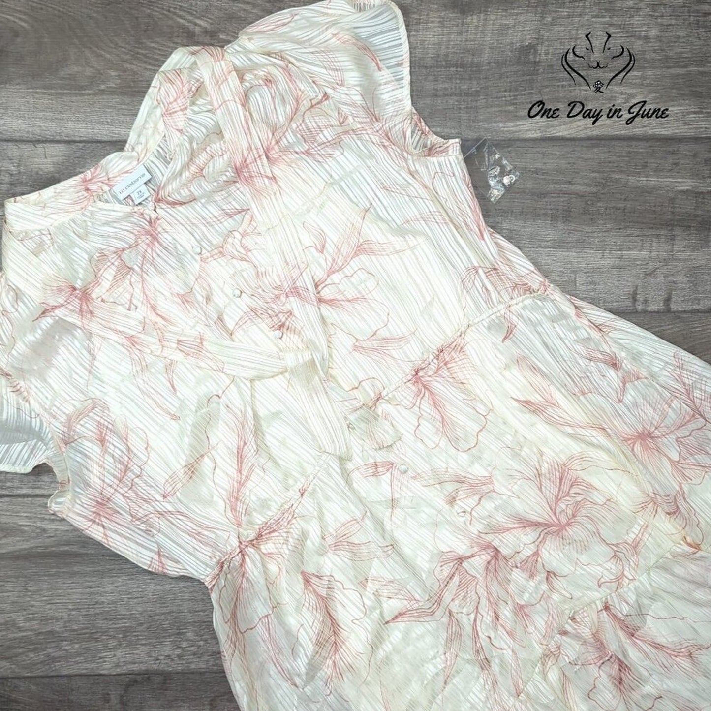 Liz Claiborne Crema Floral Layered Short Sleeve Dress Size 2X