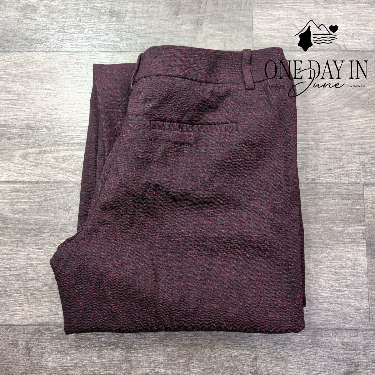 The Limited Modern Trouser Pants Burgundy Red Flecked Straight Leg NWT Size 14