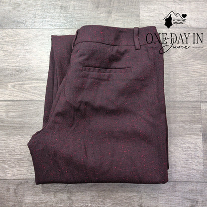 The Limited Modern Trouser Pants Burgundy Red Flecked Straight Leg NWT Size 14