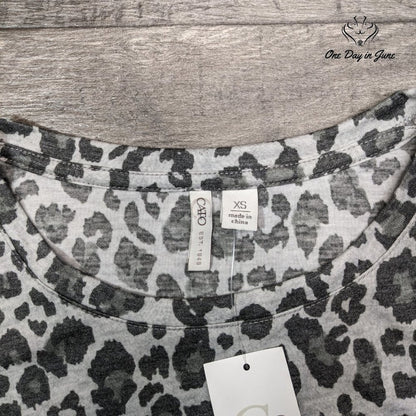 Cato Leopard Print Flash Logo Long Sleeve T Shirt Size XS