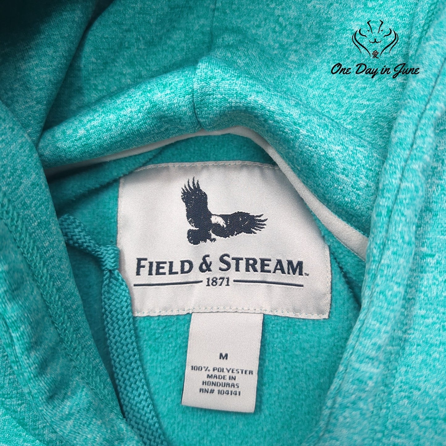 Field & Stream 1871 Graphic Hoodie Teal Pullover Sweatshirt Size M