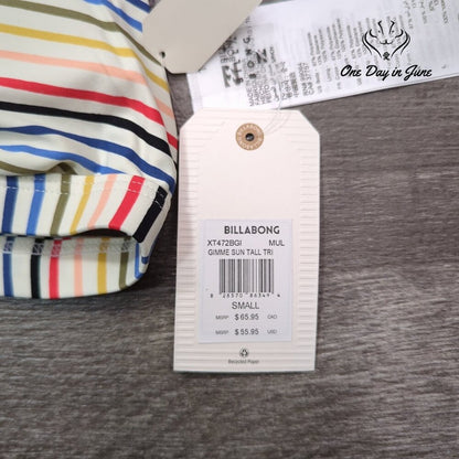Billabong Gimme Sun Tall Triangle Bikini Top Rainbow Stripe NWT $55.95 Size S
