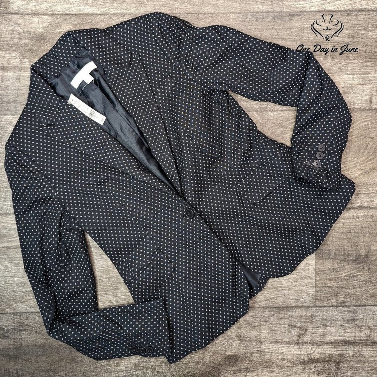 New York & Company One Button Polk-a-dot Blazer Size 6