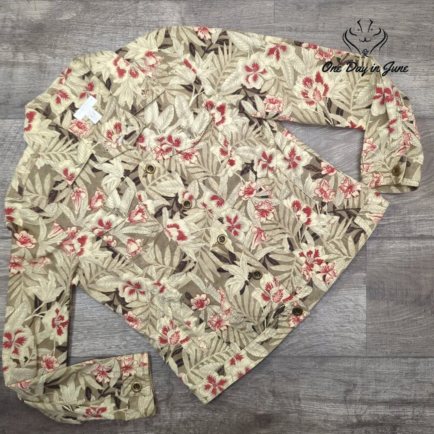 Charter Club Floral Denim Jacket Size P/P