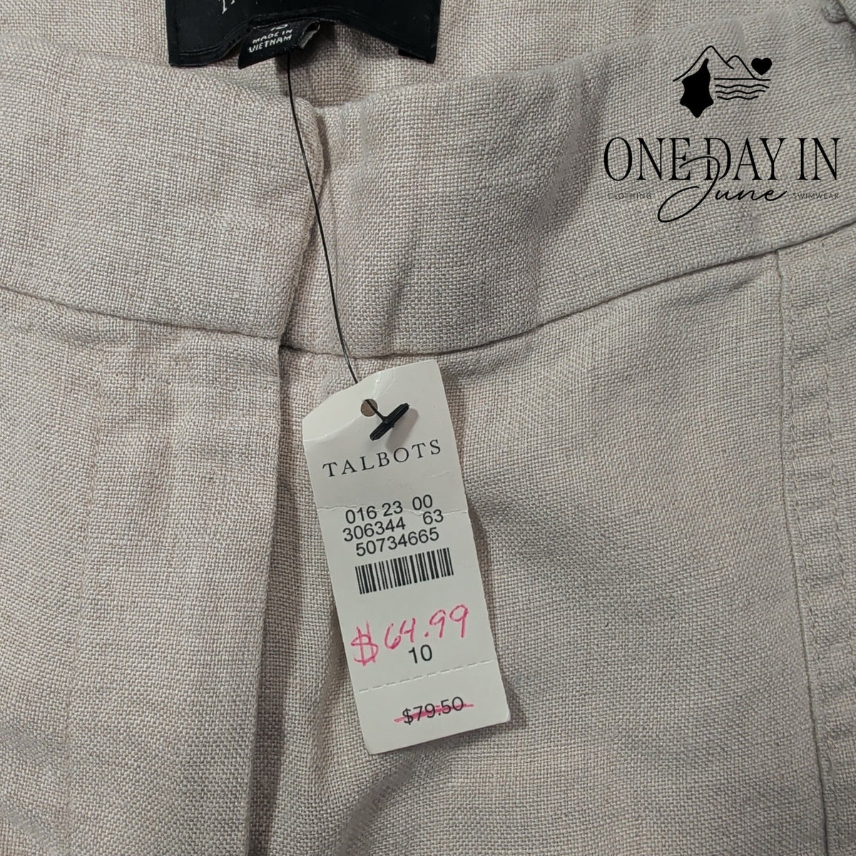 Talbots Linen Blend Pants Beige Natural Straight Leg Patch Pockets NWT Size 10