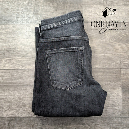 7 For All Mankind The Straight Jeans Black Distressed Straight NWT Size 28X34