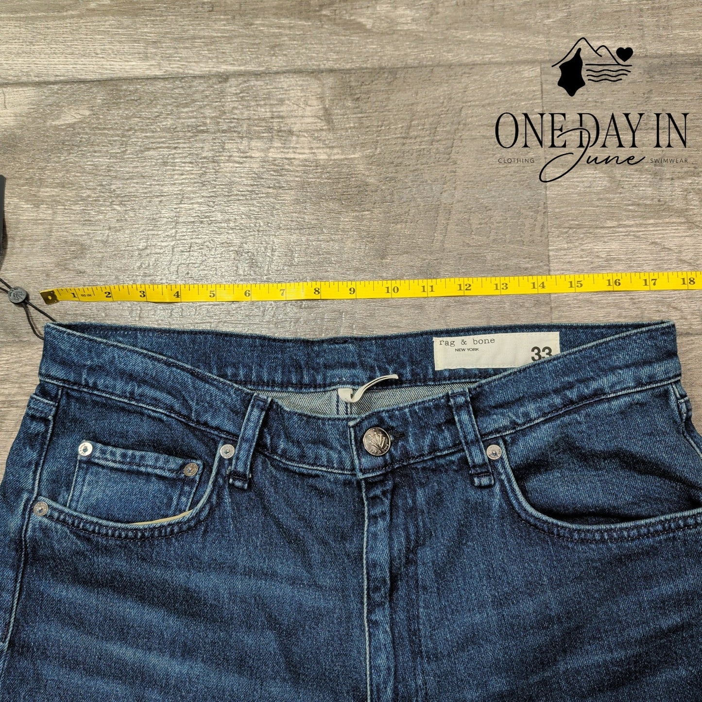 Rag & Bone The Harlow Jeans Teo Mid Rise Straight Blue NWT $248 Size 16 (33)