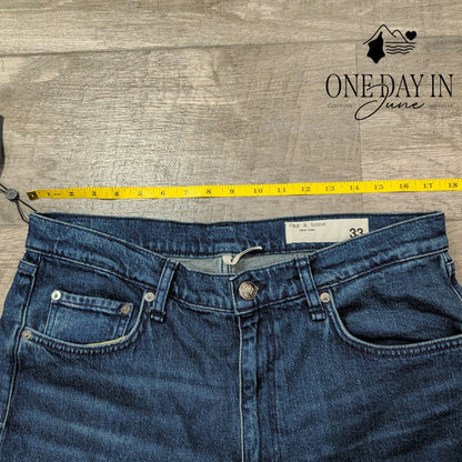 Rag & Bone The Harlow Jeans Teo Mid Rise Straight Blue NWT $248 Size 16 (33)