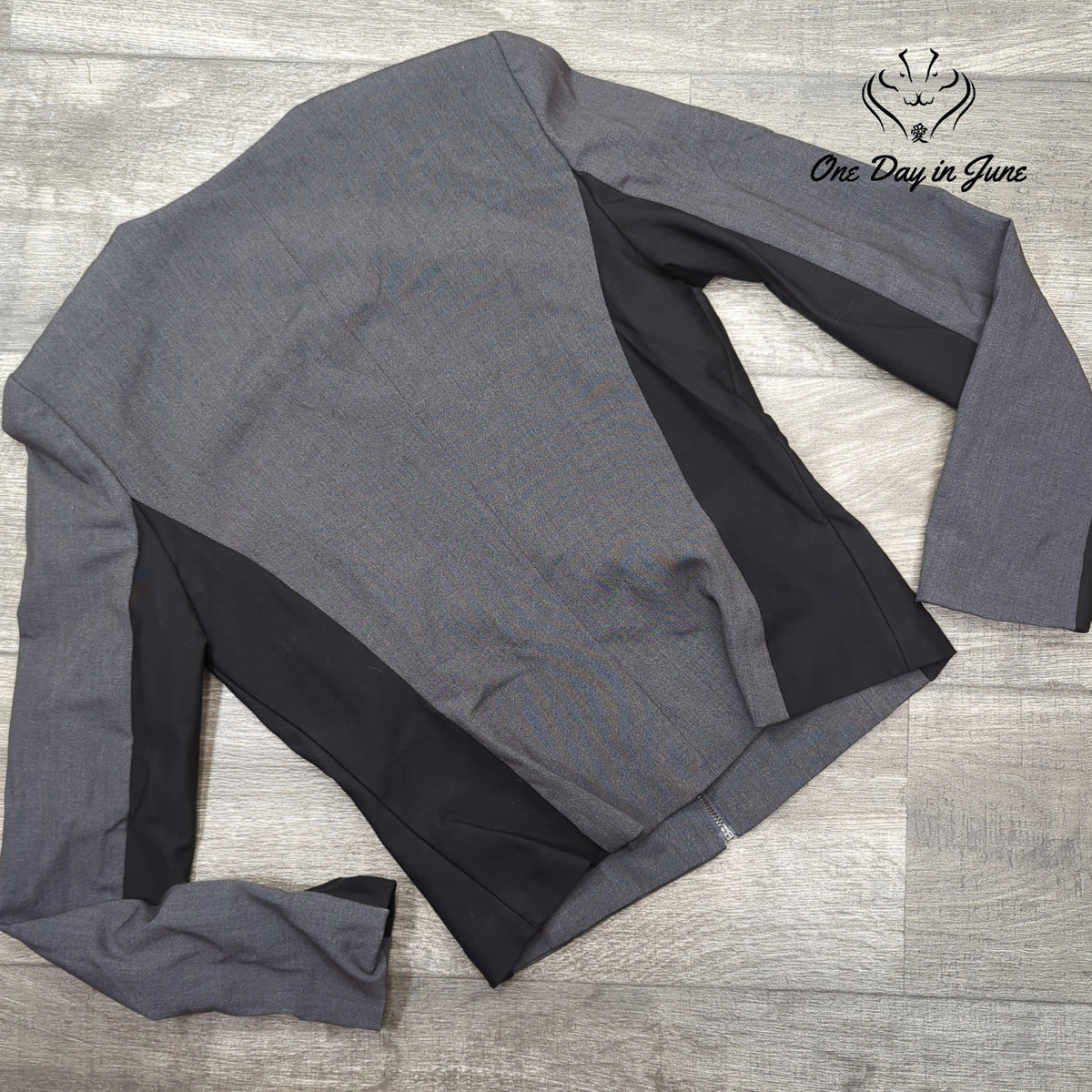 Calvin Klein Women's Zip Front Colorblock Structured Jacket Gray Black Size 6
