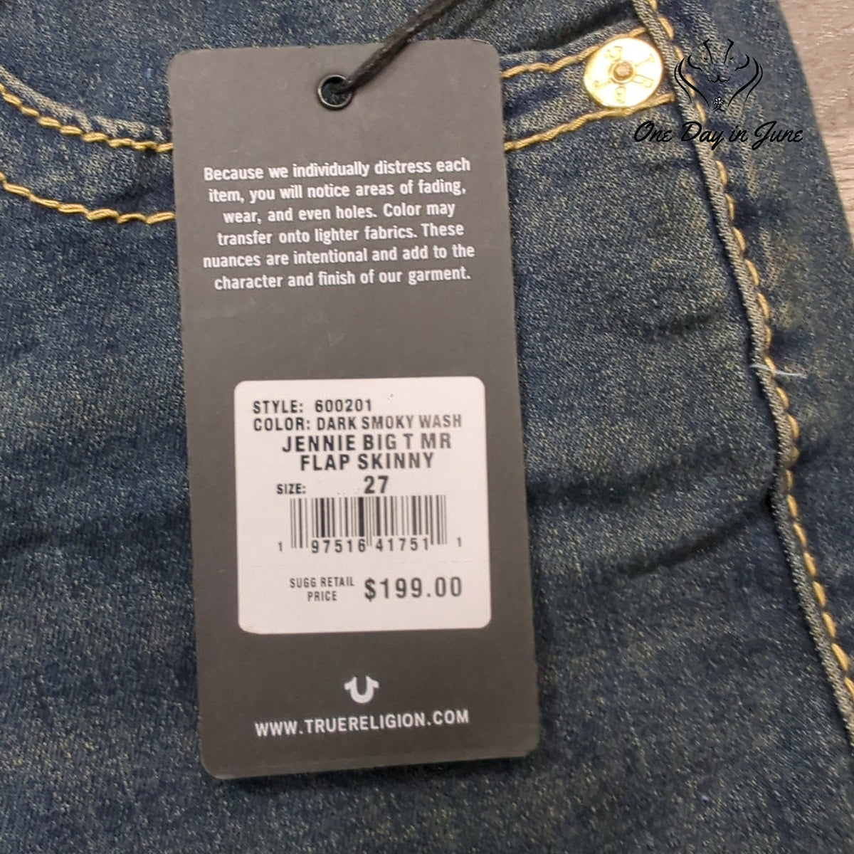 True Religion Jennie Curvy Big T Super Skinny Jeans Dark Wash NWT $199 Size 4