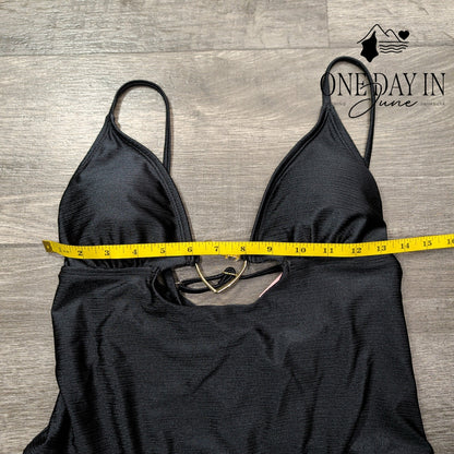 Juicy Couture Heart Front V Neck One Piece Swimsuit Size L