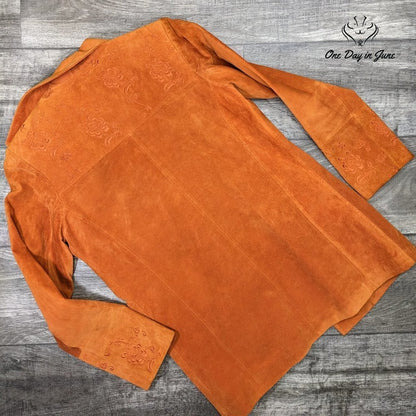 Bernardo Embroidered Leather Jacket Size XS