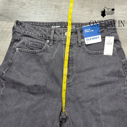 Old Navy Sky Hi Wide Leg Jeans Extra High Rise Washed Black NWT Size 2