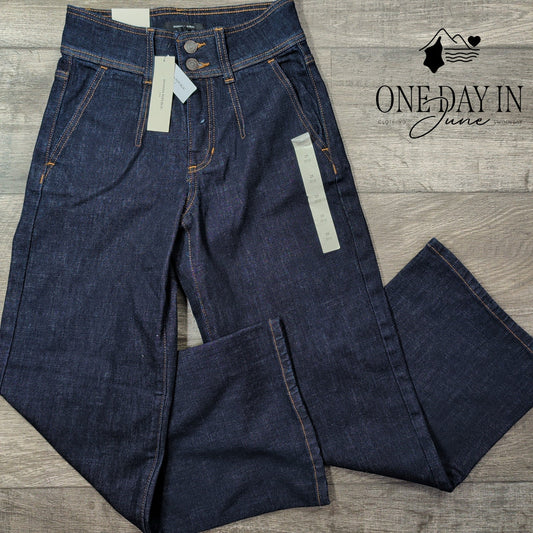 Banana Republic High Rise Wide Leg Jeans Dark Wash Denim NWT Size 0 (25)