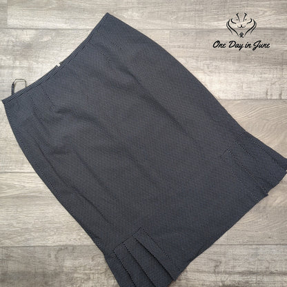 Kasper Midi Skirt Black White Micro Print A Line Career Workwear Size 10