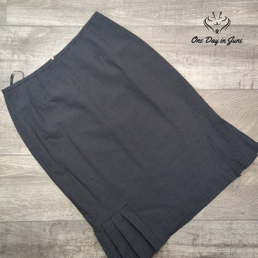 Kasper Midi Skirt Black White Micro Print A Line Career Workwear Size 10
