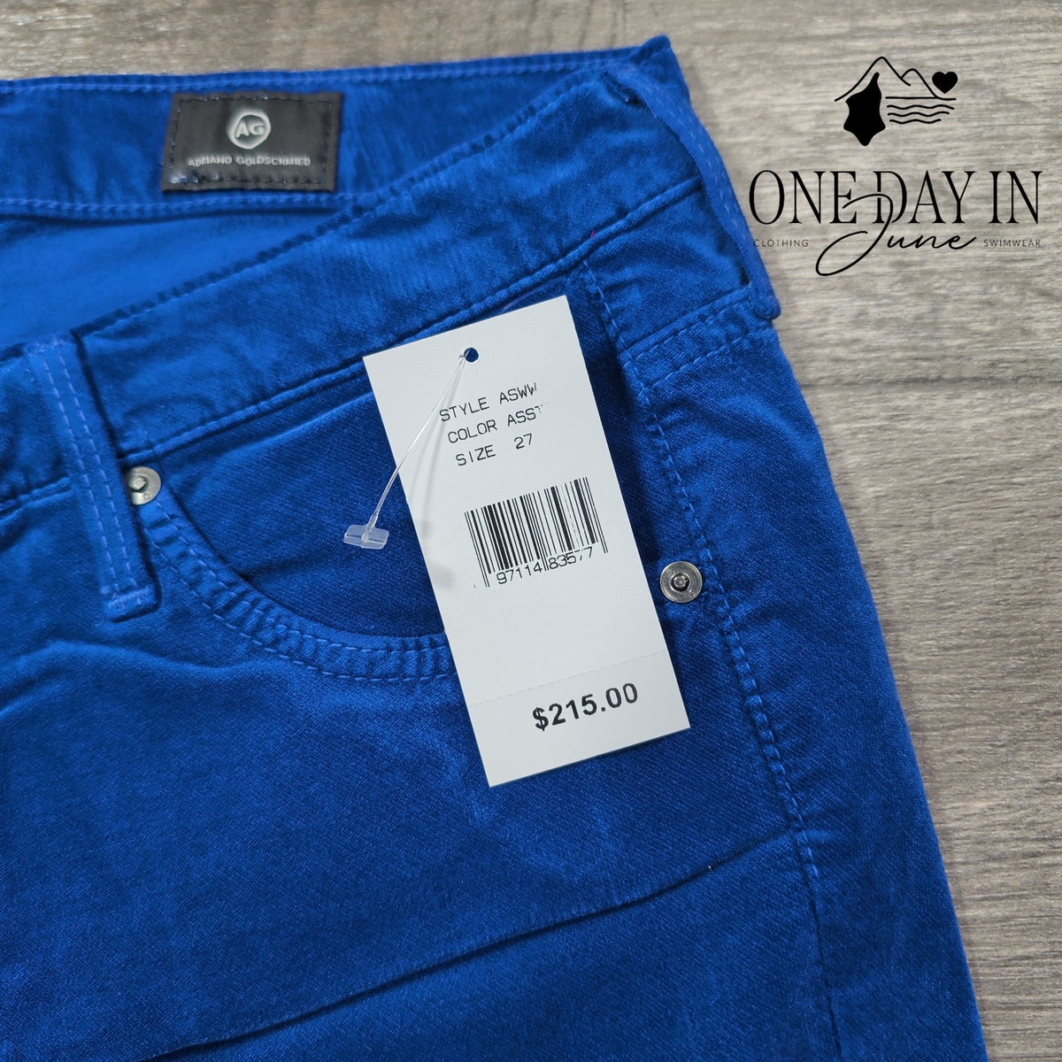 AG Adriano Goldschmied The Legging Ankle Blue Velveteen Jeans NWT Size 4 (27)