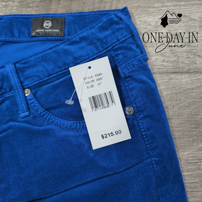 AG Adriano Goldschmied The Legging Ankle Blue Velveteen Jeans NWT Size 4 (27)
