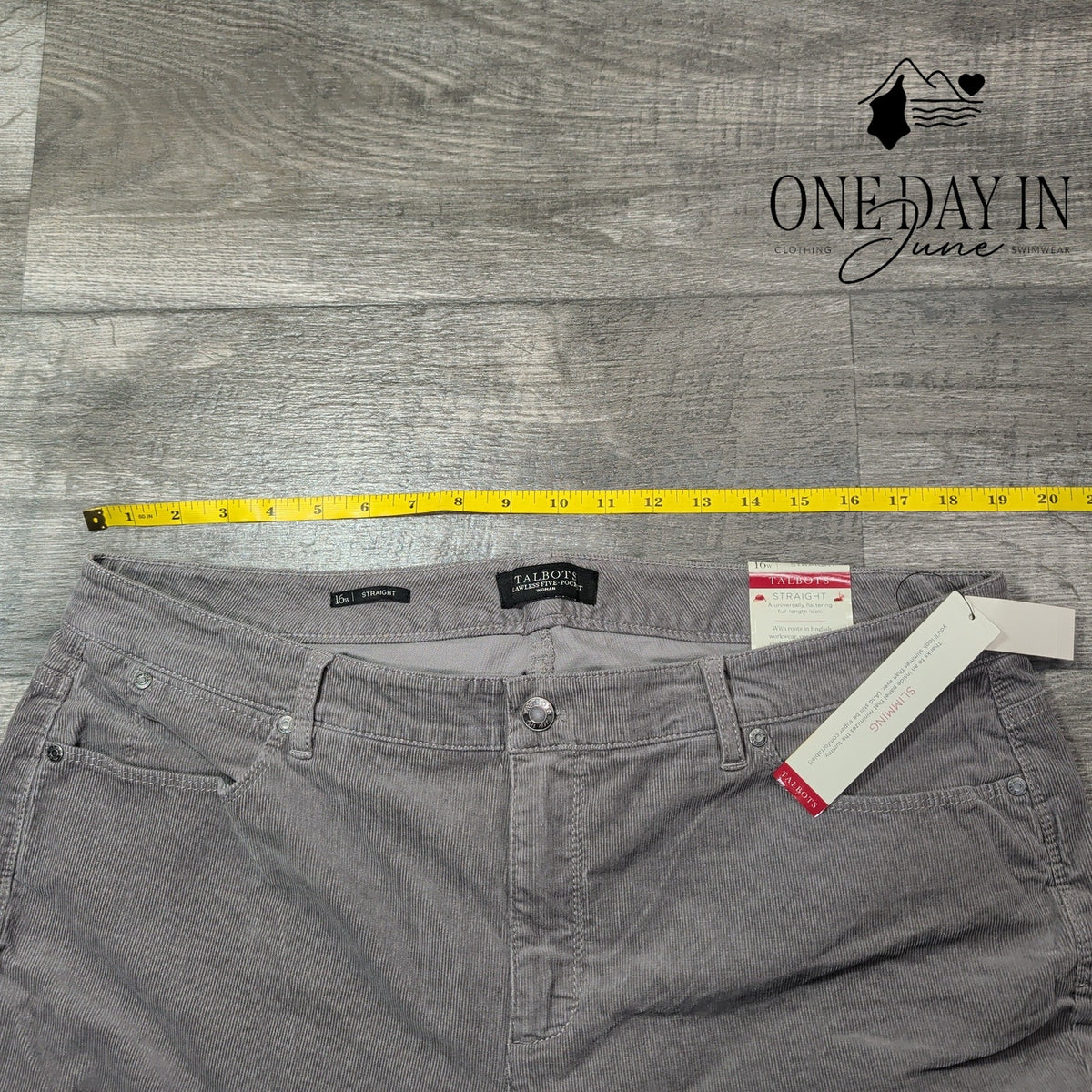 Talbots Flawless Five Pocket Straight Corduroy Pants Gray NWT Size 16W