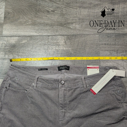 Talbots Flawless Five Pocket Straight Corduroy Pants Gray NWT Size 16W