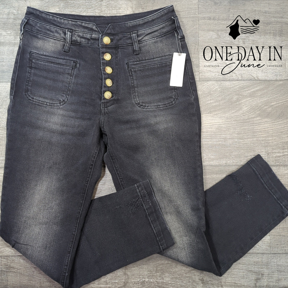Pilcro and the Letterpress High Rise Slim Button Fly Jean Black NWT $148 Size 27