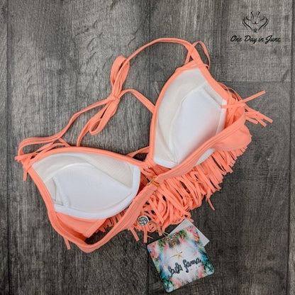 Luli Fama Cosita Buena Fringe Underwire Bikini Top Swimsuit Size XS