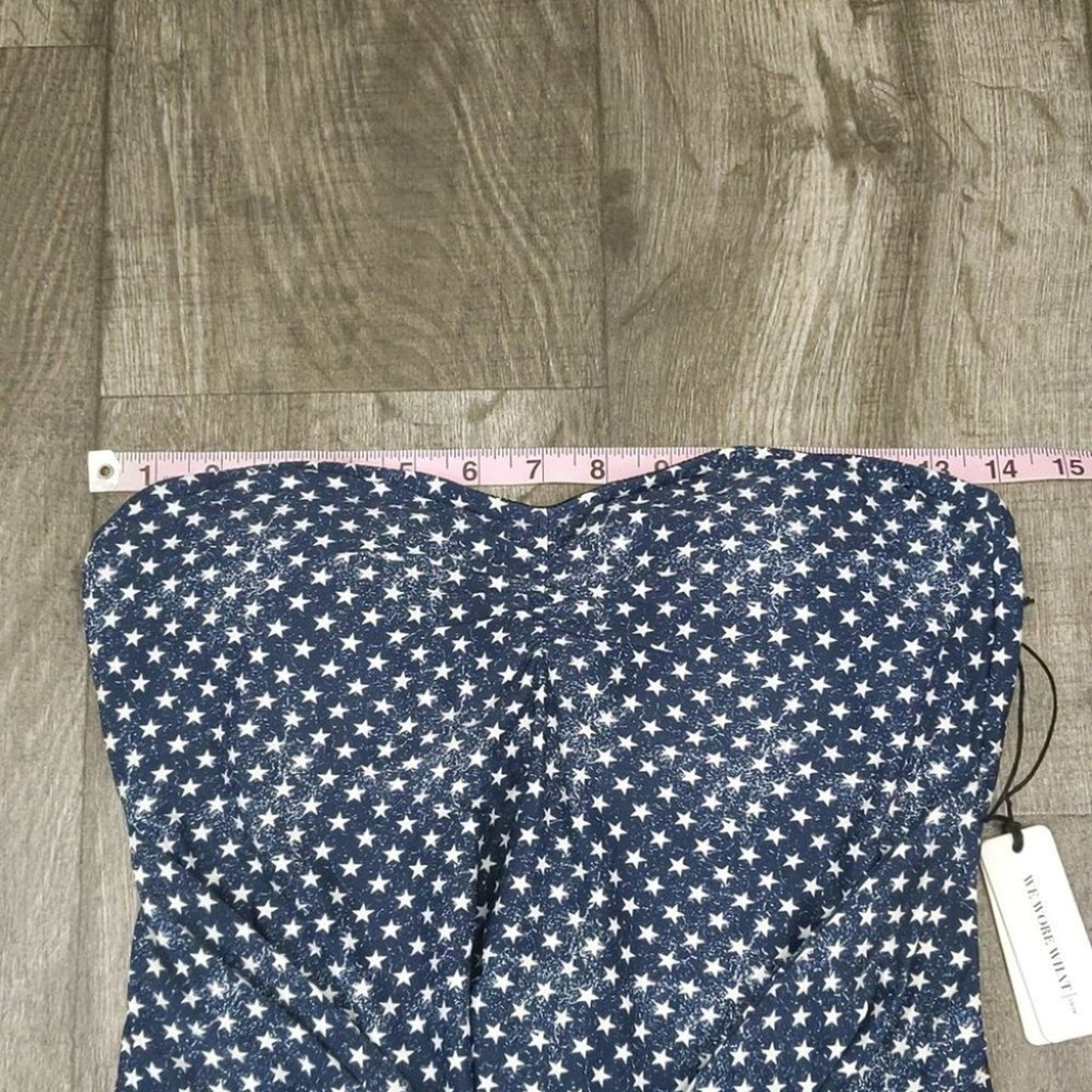 We Wore What One Piece Swimsuit Blue Star Tie Front Strapless NWT Size XL