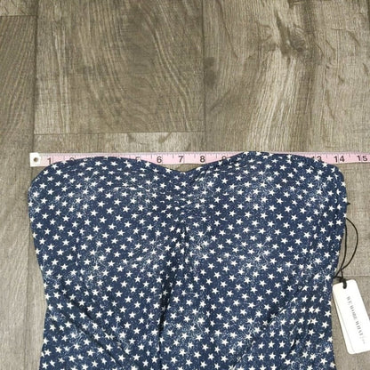 We Wore What One Piece Swimsuit Blue Star Tie Front Strapless NWT Size XL