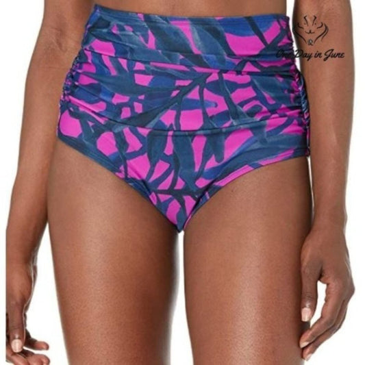 Coastal Blue Shirred High Waist Bikini Bottom Swimsuit Size S (4-6)