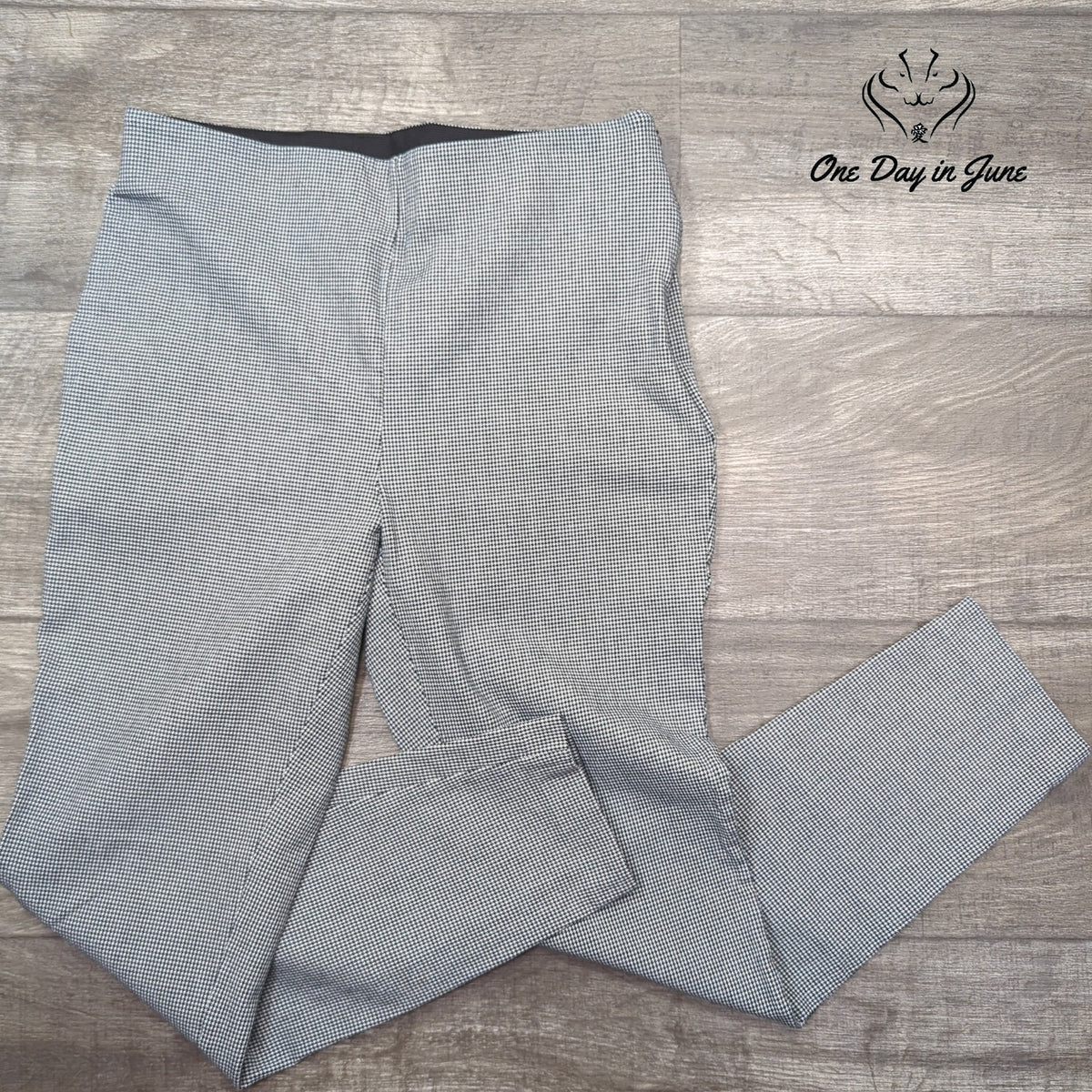 Loft High Waist Skinny Pants Black White Houndstooth Check Size 6