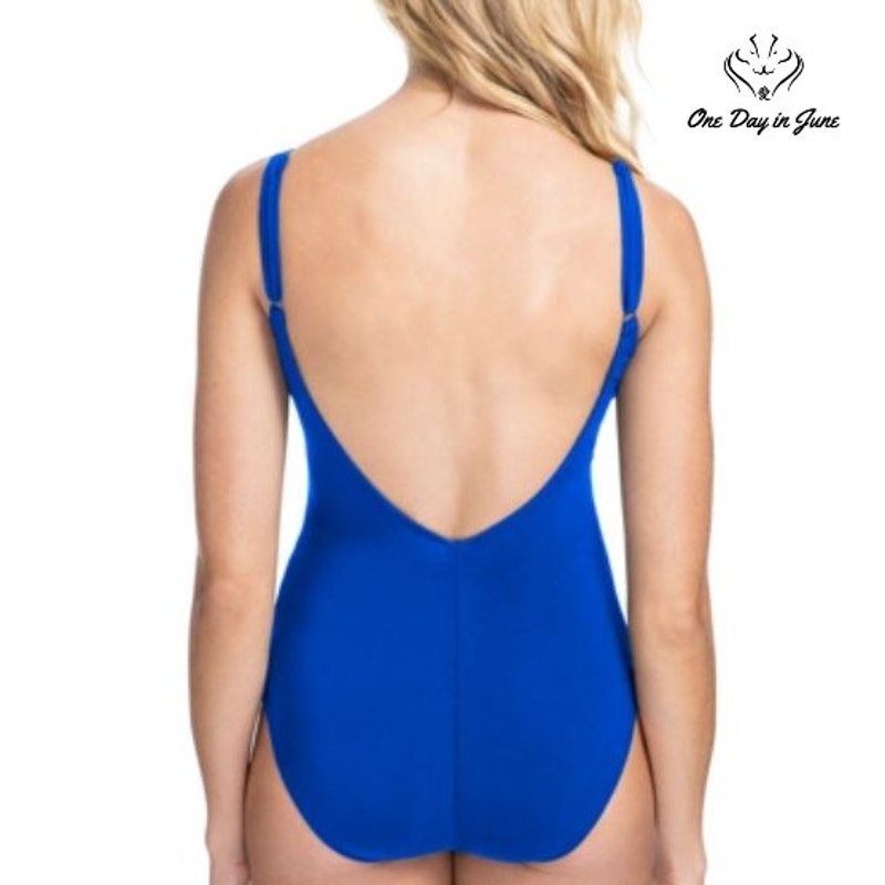 Gottex Date Night Sapphire V-Neck One Piece Swimsuit Size 12