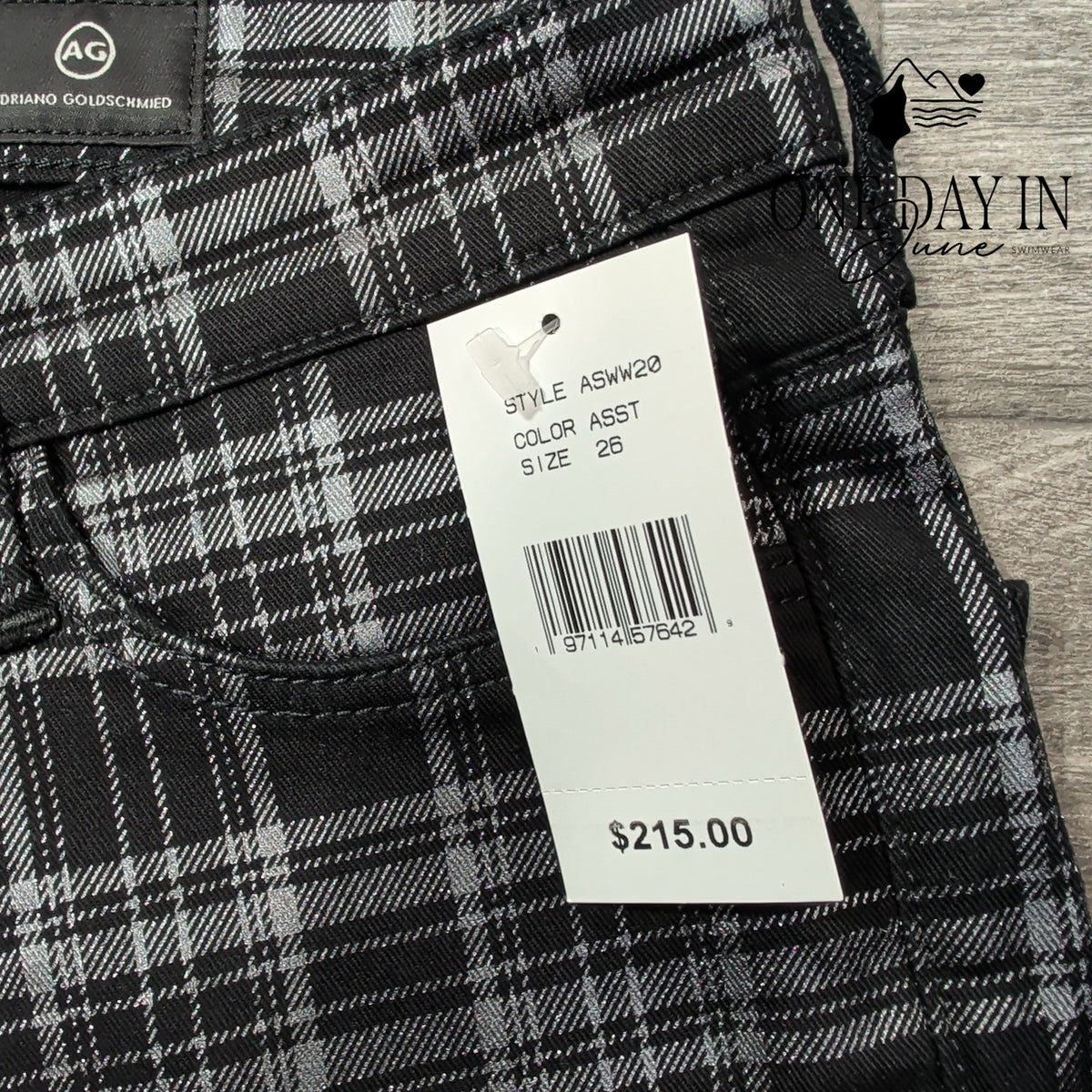 AG Adriano Goldschmied Jodi Crop High Rise Slim Flare Jeans Plaid NWT Size 2