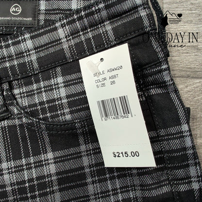 AG Adriano Goldschmied Jodi Crop High Rise Slim Flare Jeans Plaid NWT Size 2