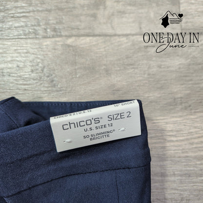 Chico's So Slimming Brigitte Shorts Navy Blue 10" NWT Size Chico's 2 (12)
