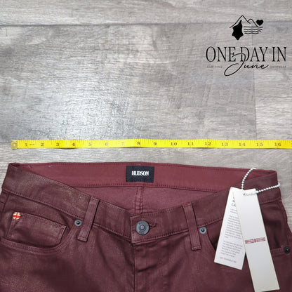 Hudson Krista Ankle Super Skinny Coated Rowe Burgundy NWT Size 10 (30)